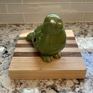 Vintage Olive Green Ceramic Pigeon Figurine